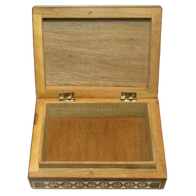 Tribal Vintage Moroccan Wood Marquetry Box For Sale - Image 3 of 3