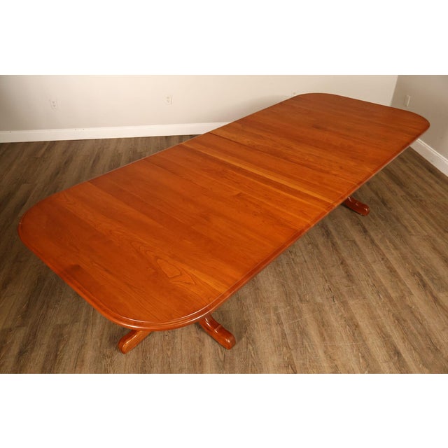 Amish Made Cherry Dining Table With Four Leaves For Sale - Image 4 of 18