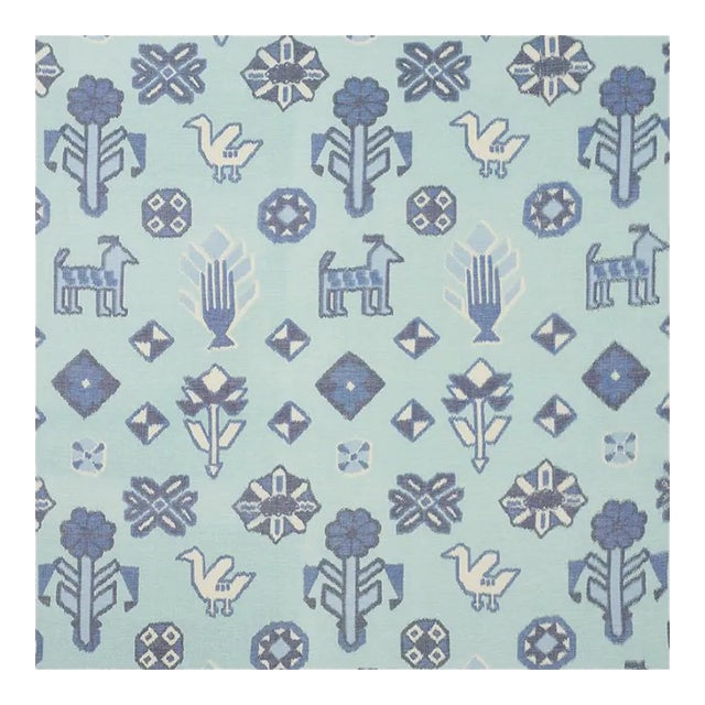 Sample - Schumacher Chuska Warp Print Fabric in Blue For Sale