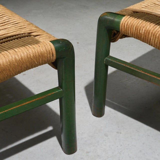 Green Lacquered Chestnut and Papercord Armchairs, Italy, Set of 2 For Sale - Image 9 of 10
