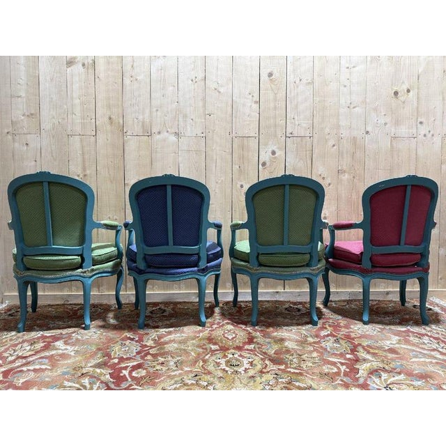 Wood Louis XV Style Cabriolet Armchairs, Set of 4 For Sale - Image 7 of 10