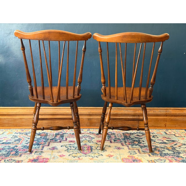 Mid 20th Century Pair of Signed L. Hitchcock Stenciled Harvest Side Chairs For Sale - Image 6 of 8