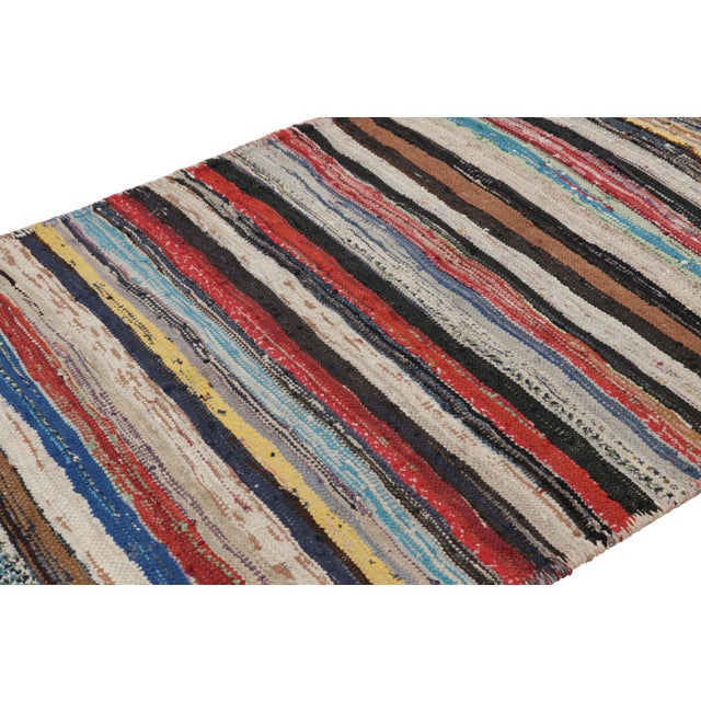 1950s Vintage Shahsavan Persian Kilim Runner With Polychromatic Stripes - Rug & Kilim For Sale - Image 5 of 7