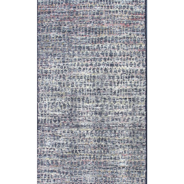 2010s Distressed Modern Design Gallery Runner With All-Over Checkerboard Design Hand-Knotted in Wool For Sale - Image 5 of 9