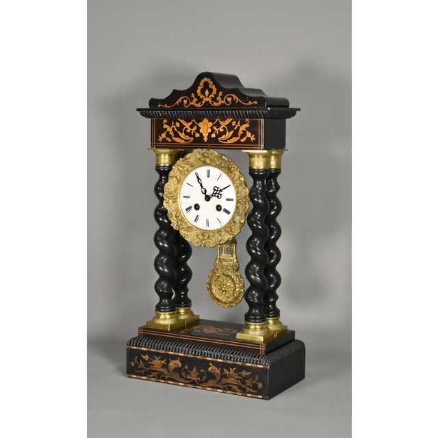 French Napoleon III Portico Barley Twist Clock For Sale - Image 3 of 18