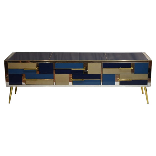 Contemporary Chest of Drawers in Sapphire Blue Glass from Justfurnituress SRL For Sale - Image 3 of 10