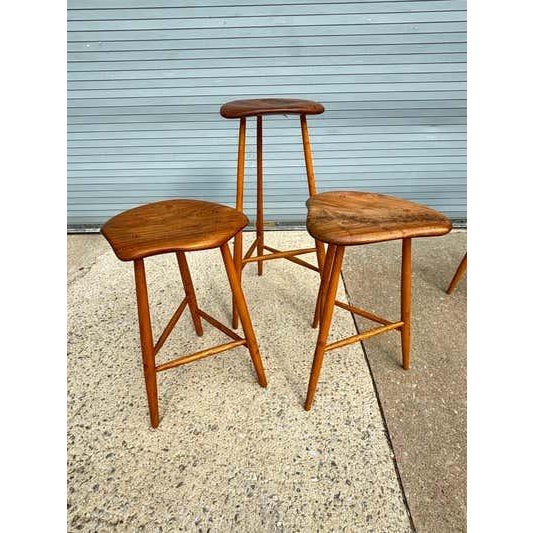 Late 20th Century Horace B. Hartshaw Walnut Stools/ Handcrafted /Wharton Esherick Style For Sale - Image 12 of 13