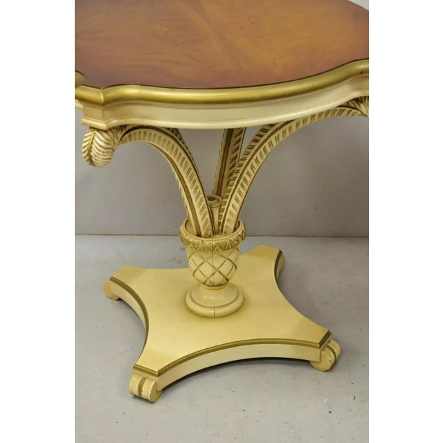 Grosfeld House Plume Carved Feather Pedestal Regency Side Tables - a Pair For Sale - Image 4 of 12