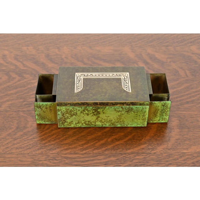 Heintz Arts & Crafts Sterling Silver on Bronze Cigar Box or Humidor For Sale - Image 12 of 12