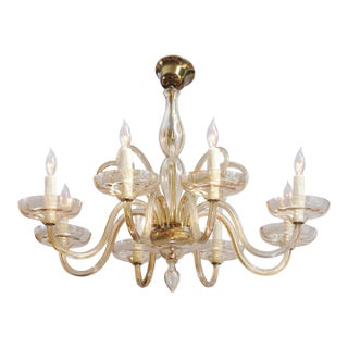1960s Stunning 8-Light Venetian Glass Chandelier, Italy For Sale
