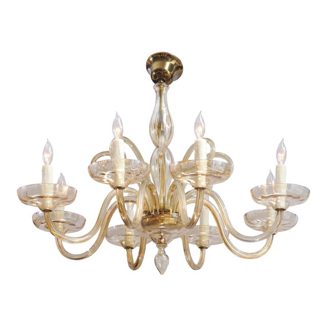 1960s Stunning 8-Light Venetian Glass Chandelier, Italy For Sale