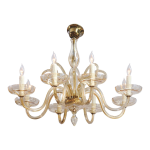 1960s Stunning 8-Light Venetian Glass Chandelier, Italy