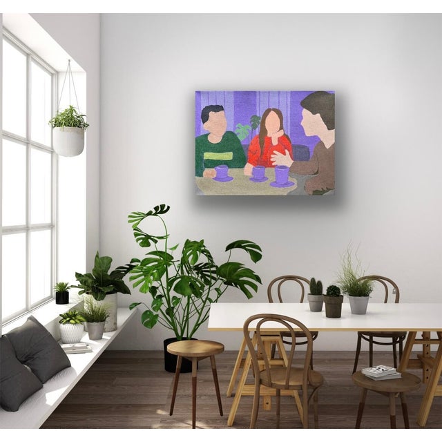 Purple Coffee Shop Talk, Original Acrylic Painting by Tracy Allegro For Sale - Image 8 of 12