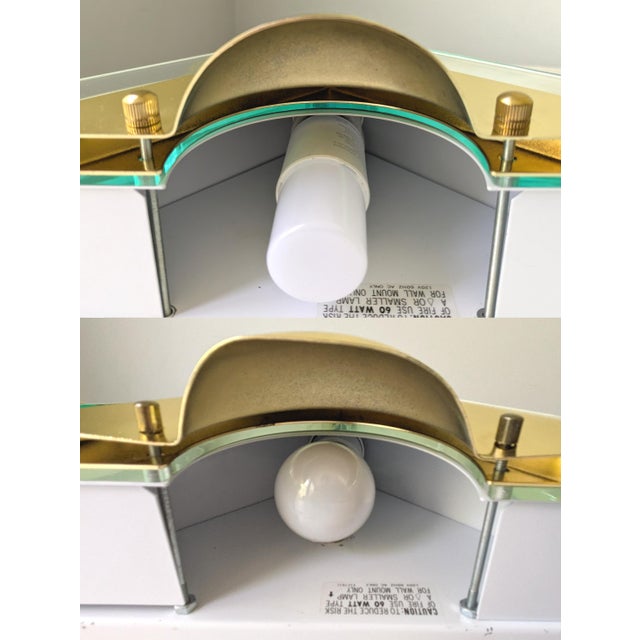 Brass 1990's Art Deco Style Lucite & Brass Electric Sconces, a Pair For Sale - Image 8 of 9