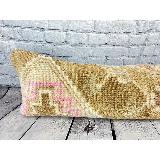 12 x 46 Lumbar Rug Pillow Tranquil Retreat Turkish Pillow Cushion Cover For Sale - Image 4 of 7