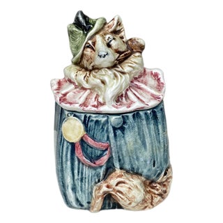 19th Century Austrian Majolica Fox Tobacco Jar For Sale
