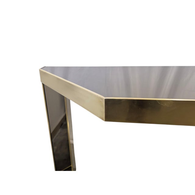 Console Table in Brass and Mirrored Glass, 1970s For Sale - Image 9 of 9