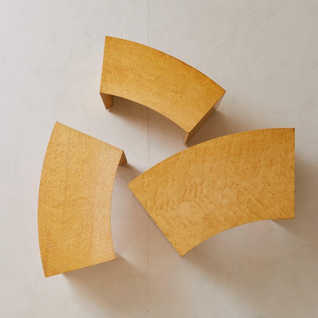 Trio of French Curved Burl Wood Nesting Tables, 1980s For Sale In Chicago - Image 6 of 11