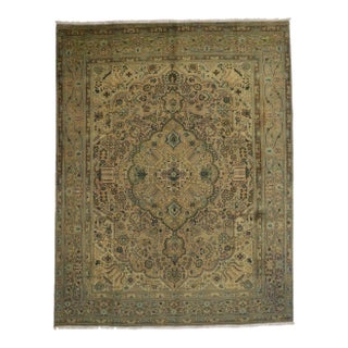 Vintage Persian Tabriz Rug - 09'09 X 12'06 For Sale