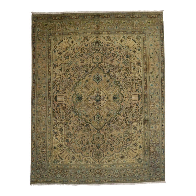 Vintage Persian Tabriz Rug - 09'09 X 12'06 For Sale