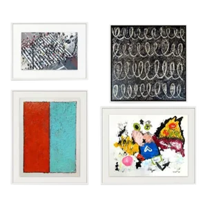 Set of 4 - Framed Contemporary Originals & Photography Gallery Wall Installation