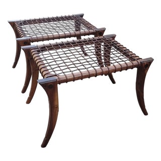 Vintage Solid Walnut Klismos Ottomans For Sale