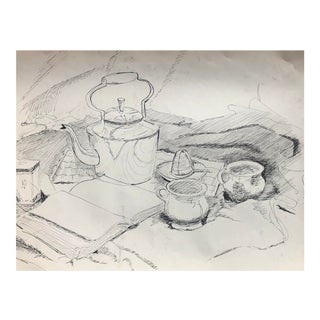 1960s Still Life Drawing in Ink For Sale