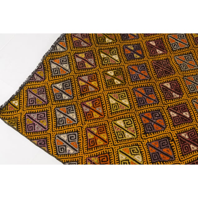Apricot Handwoven Apricot Colour Vintage Kilim Runner For Sale - Image 8 of 10