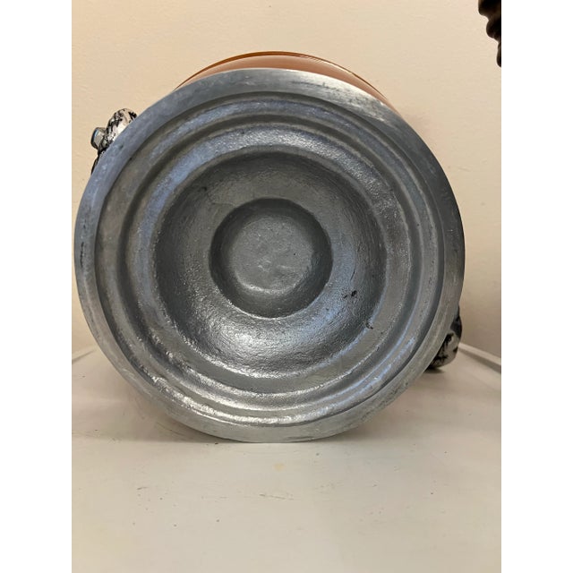 Ceramic & Pewter Footed Serving Bowl Set With Silver Accents - 3 Pieces For Sale - Image 10 of 11