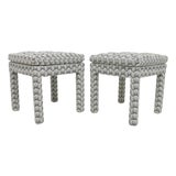 Pair of Pillow Top Ottomans in Kelly Wearstler Fabric For Sale