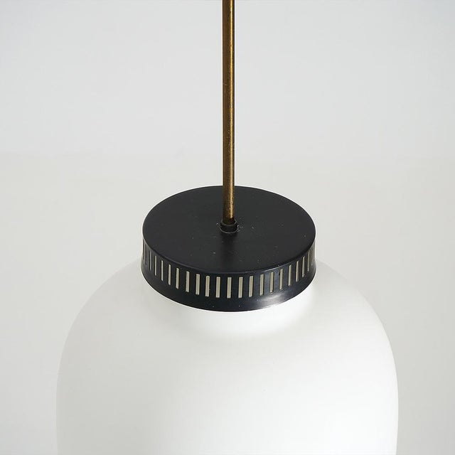 Chandelier in White Opaline Glass and Brass, 1950s For Sale - Image 10 of 14