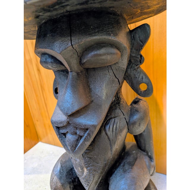 Brown 1940s-1950s Borneo Ancestral Figure Wood Stool | Dayak Tribe For Sale - Image 8 of 9