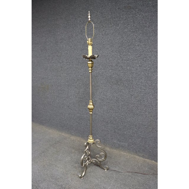 Late 20th Century Directoire Style Stainless & Brass Floor Lamp For Sale - Image 16 of 16