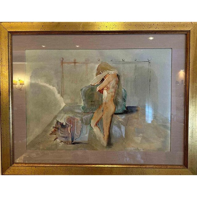 Sergio Vacchi, Woman with Shell, Original Oil Painting, 1976, Framed For Sale - Image 4 of 4