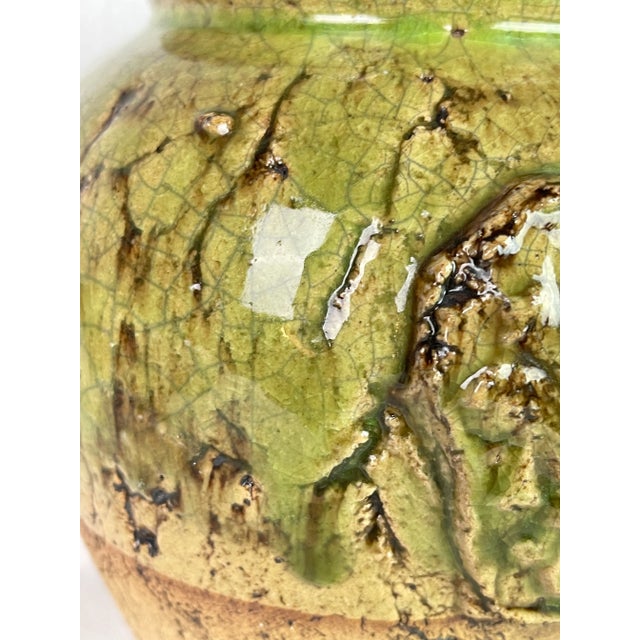 Ceramic Handcrafted Glazed Pottery Green Water Vessel Vase For Sale - Image 7 of 13