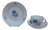 Vintage Porcelain Coffee & Tea Trio Set with Hand-Painted Blue Anemone from Meissen , 1970, Set of 3 For Sale