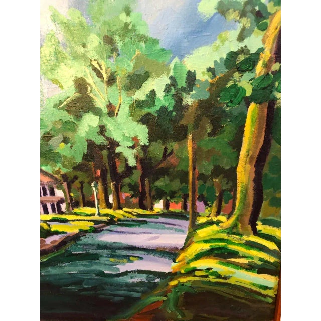 Textile Colorful Mid Century Street Scene For Sale - Image 7 of 13