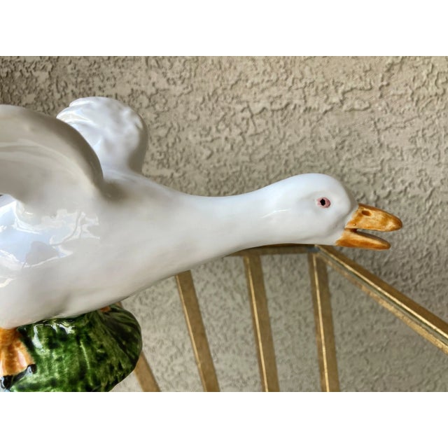 Ceramic Mid 20th-Century La Poterie Du Mesnil De Bavent Faience Glaze Over Terracotta Duck For Sale - Image 7 of 13