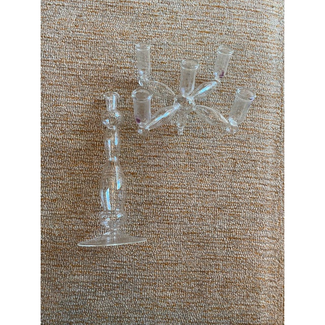 Transparent 1990s Traditional European Tall Crystal Two Piece 4 Arm Candelabra For Sale - Image 8 of 11