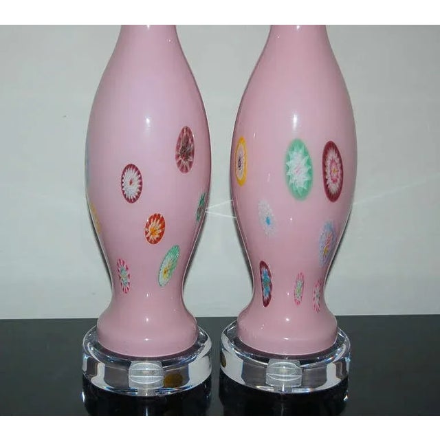 1950s Vintage Murano Glass Lamps Pink For Sale - Image 5 of 11