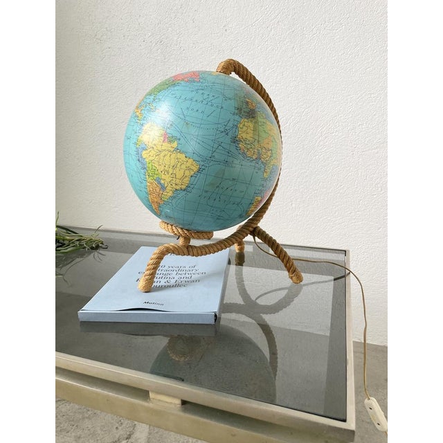 Glass Luminous Terrestrial Globe Tarride attributed to Adrien Audoux & Frida Minet, 1950s For Sale - Image 7 of 18