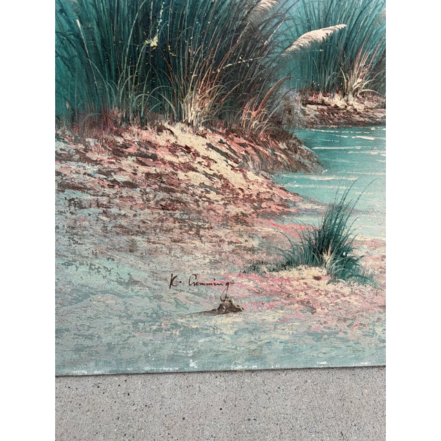 Vintage K. Cummings Signed Coastal Landscape Oil Painting For Sale - Image 4 of 5