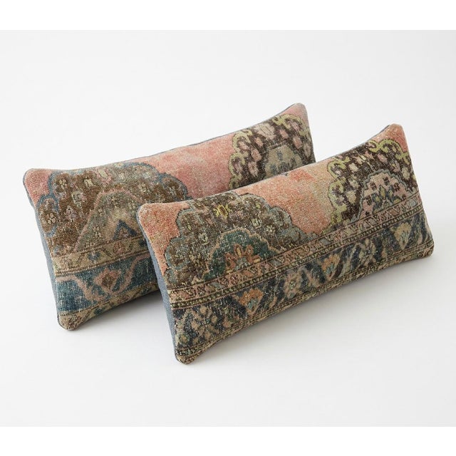 Mid-Century Modern Bohemian Turkish Bedding Rug Pillow Cover 15'' X 47'' - Set of Two For Sale - Image 3 of 4