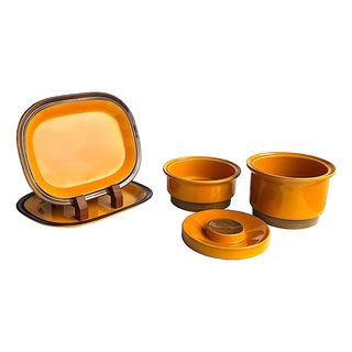 1970s Hand Painted Ceramic Serving Pieces From Egersund Norway, 5 Piece Set For Sale
