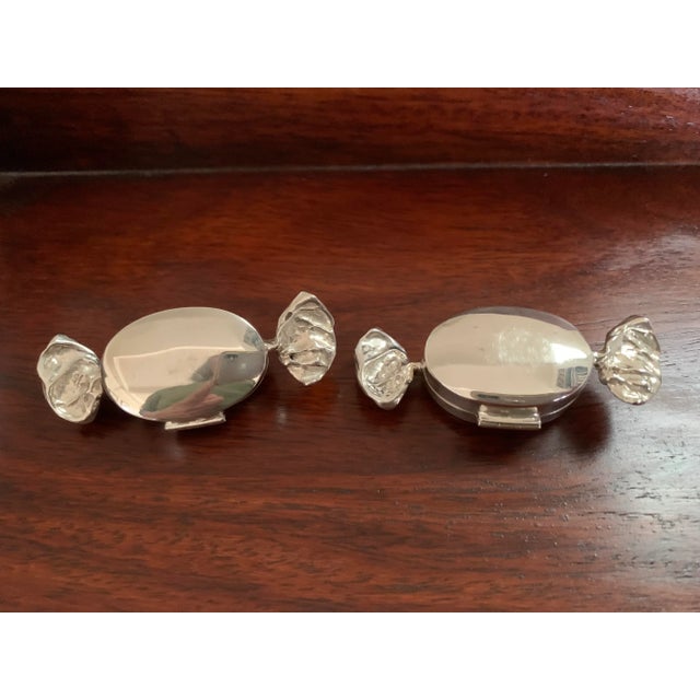Vintage Sterling Silver Candy Shaped Trinket Boxes -One With Marcasite and One With an Amethyst For Sale In San Diego - Image 6 of 8