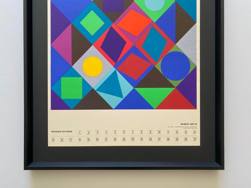 Victor Vasarely Vintage 1970 Mid Century Modern Framed Op Art