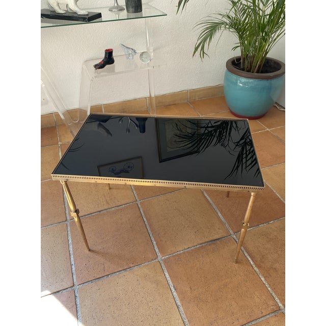 Coffee Table in Brass with Black Glass Top, 1930s For Sale - Image 9 of 18