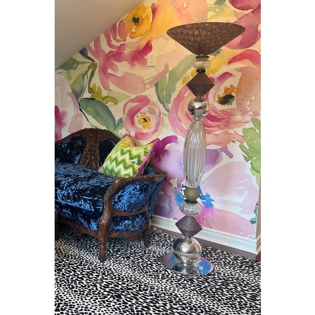 1970s IItalian Postmodern Murano Glass Torchiere Lamp 20th Century For Sale - Image 5 of 5