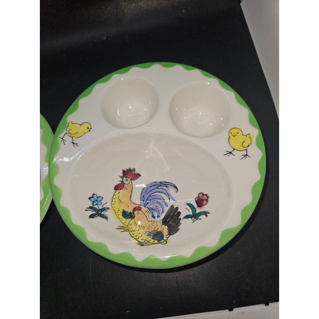 Mid-Century Modern Set of Two Vintage Children's Egg/Cereal Bowl, Hand Painted For Sale - Image 3 of 4