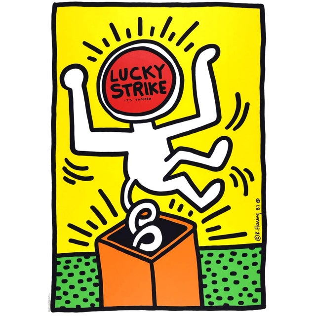 Keith Haring Lucky Strike Original 1987 Silkscreen Poster For Sale